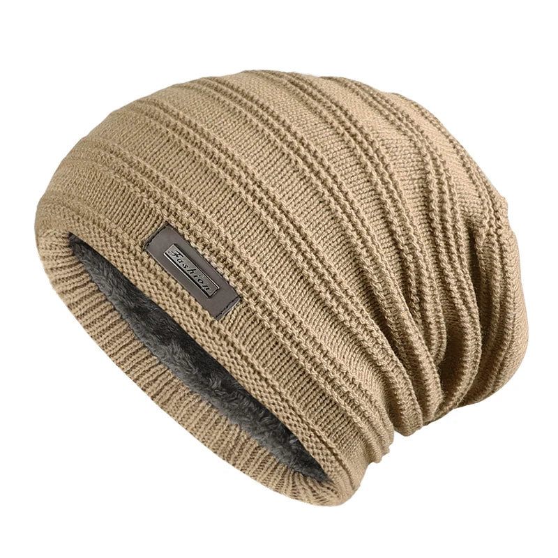 Soria Striped Knit Beanie - Fleece-Lined Winter Hat for Men