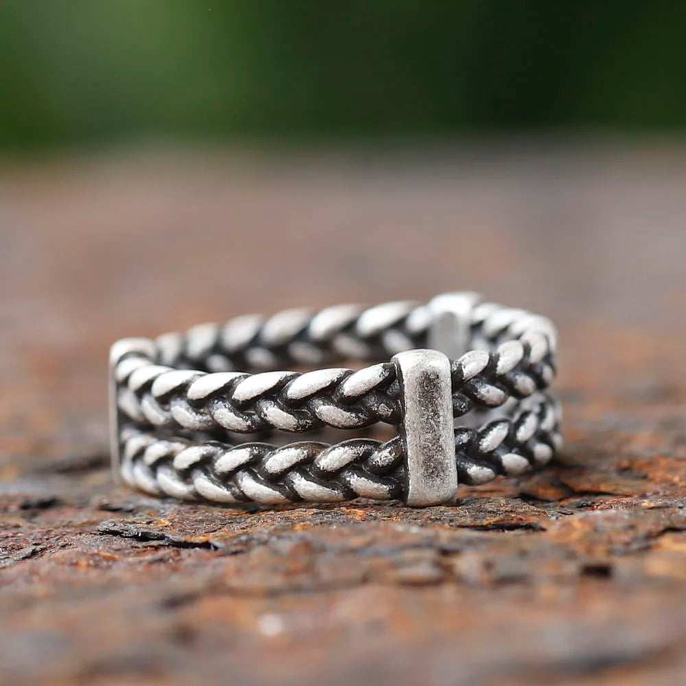 Vintage Weave Viking Symbols Stainless Steel Mens Women Rings Simple for Girl Boyfriend Jewelry Creativity