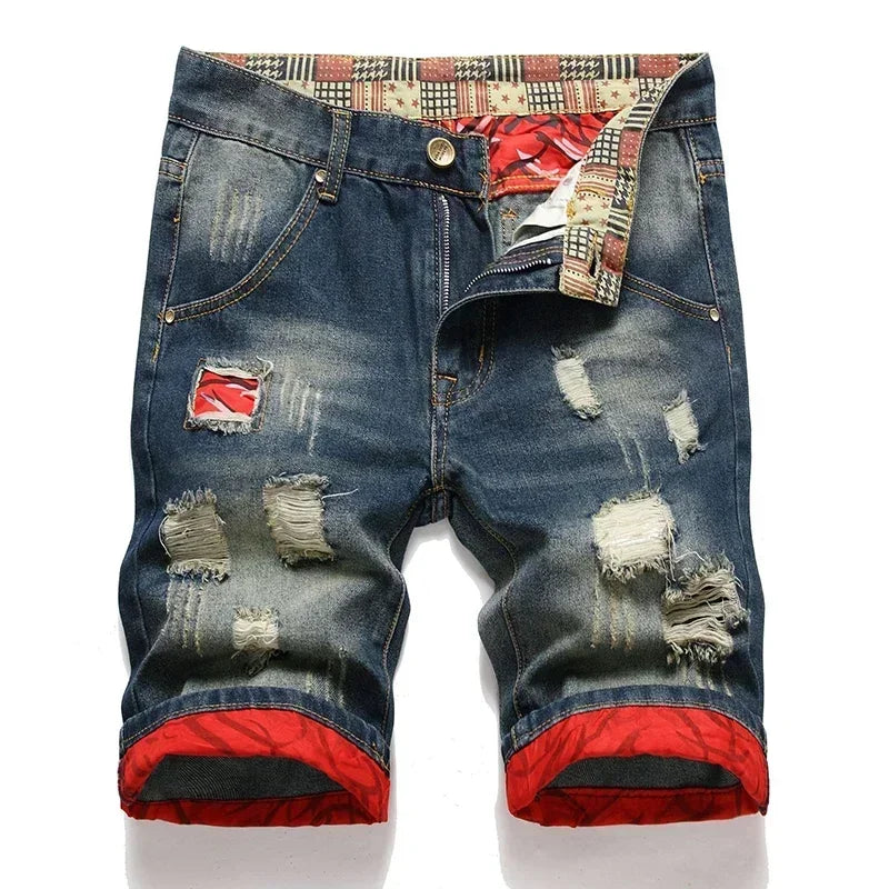 Los Angeles Vintage Denim Shorts – Summer Casual Ripped Street Wear