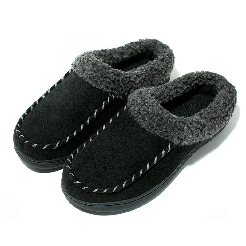 Bern Men's Winter Fur Slippers – Warm Plush Indoor Casual Shoes