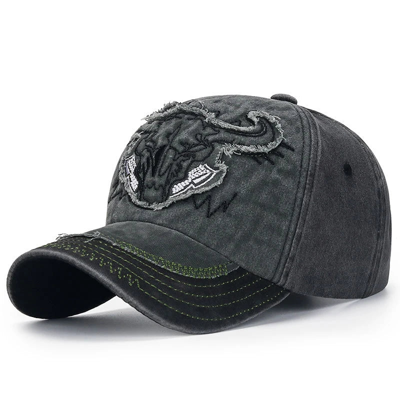 Hercules Bull Head Baseball Cap - Embroidered Patch & Adjustable Cotton Hat