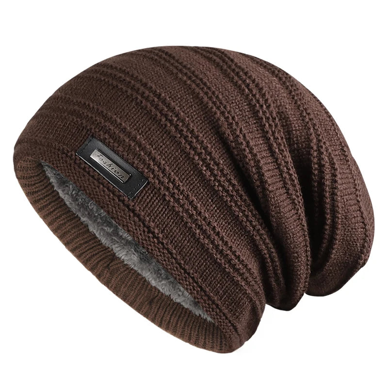 Soria Striped Knit Beanie - Fleece-Lined Winter Hat for Men