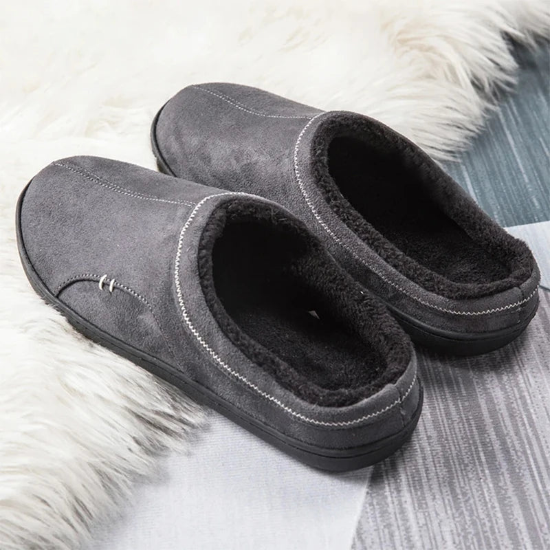 Munich Big Size Winter Slippers – Suede Plush Indoor Shoes for Men