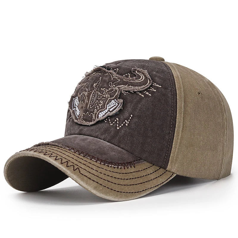 Hercules Bull Head Baseball Cap - Embroidered Patch & Adjustable Cotton Hat