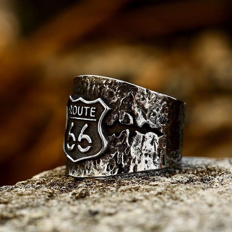 Steel soldier US Size 7-13 retail Cheap Man's Jewelry Stainless Steel Biker ring Route 66 Ring For Club