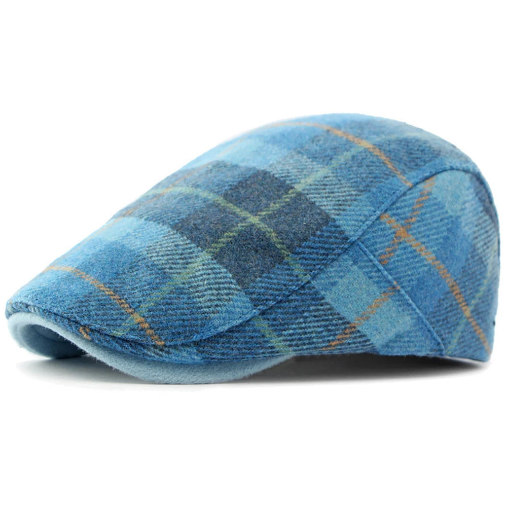 Verona Plaid Wool Beret - Unisex Autumn & Winter Artist Flat Cap