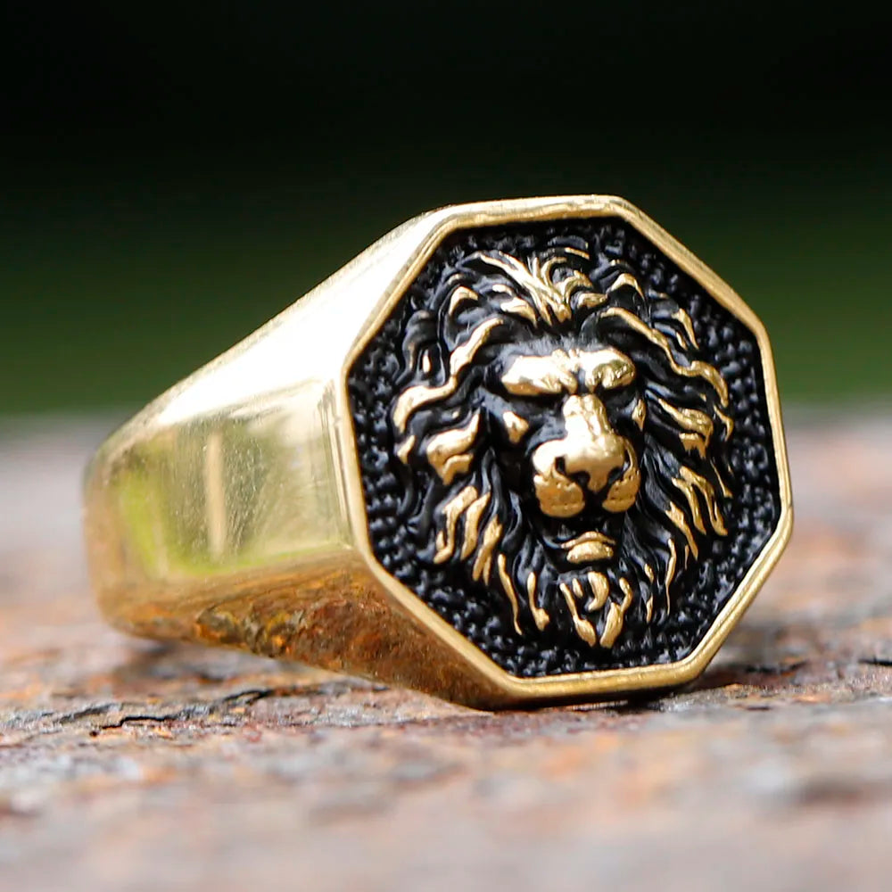 Detailed Stainless Steel 3D Lion Head Rings For Men Women Punk Trendy Domineering Vintage Animal Jewelry Gift free shipping