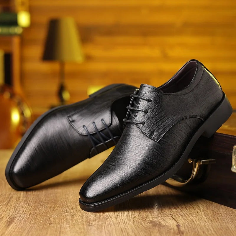 RegalStride Men's Leather Derby Shoes - Large Size Soft-Soled Business & Wedding Shoes