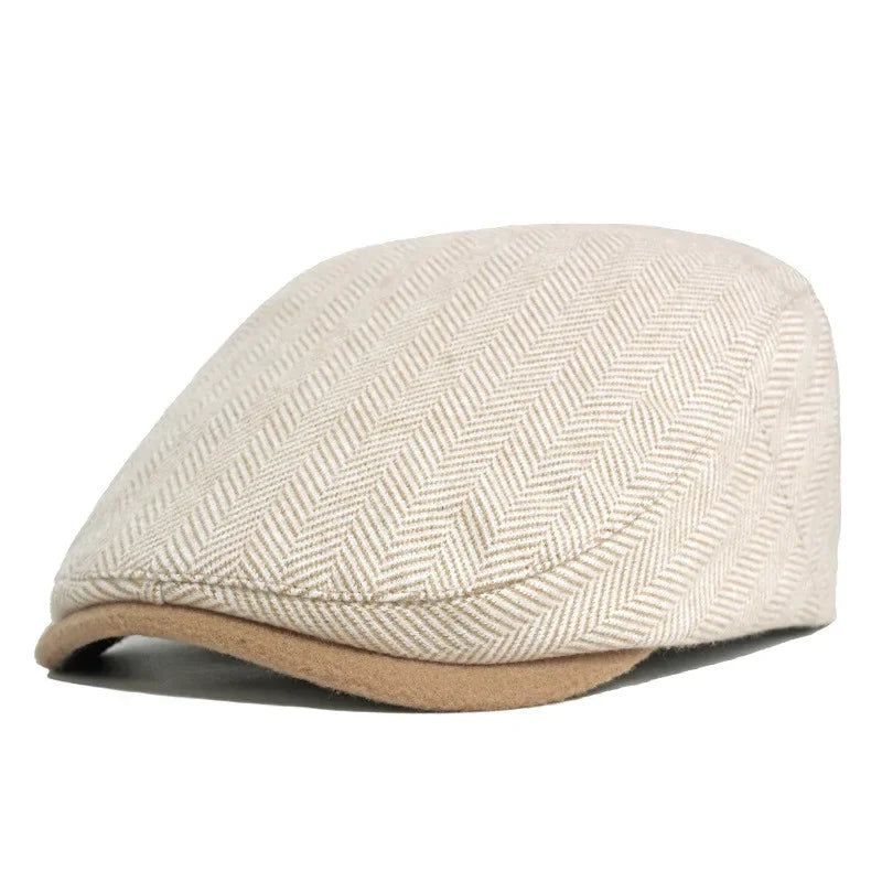 Porto Solid Polyester Newsboy Beret - Unisex Autumn & Winter Flat Cap