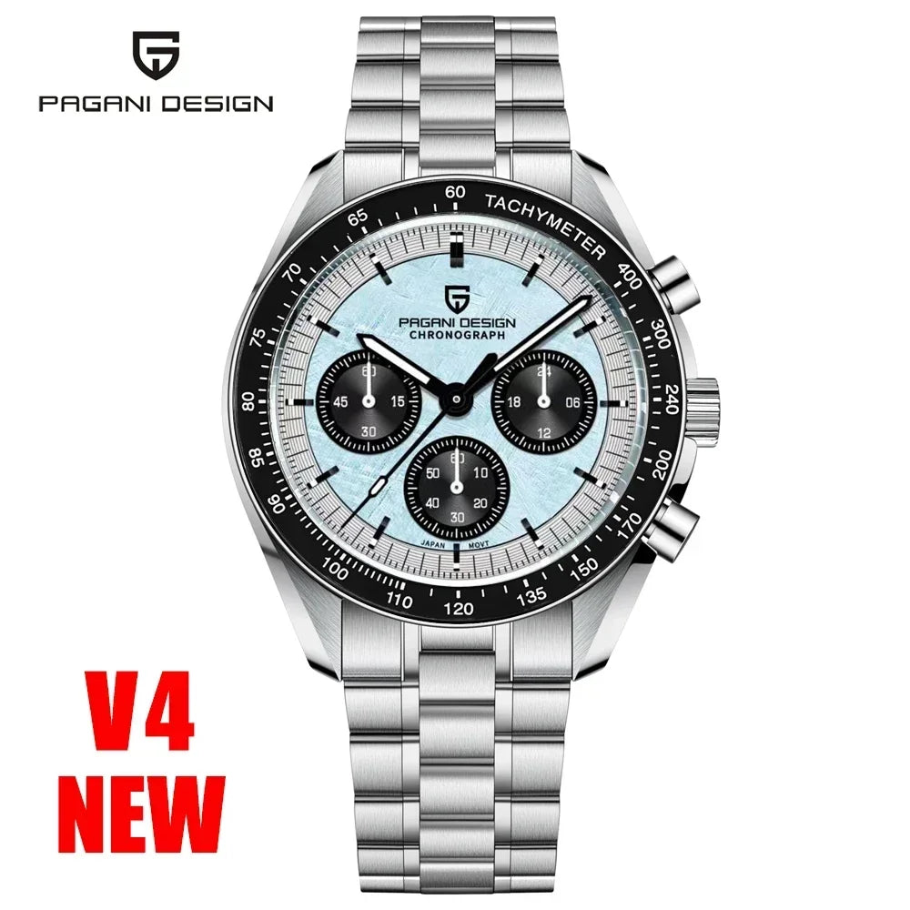 PAGANI Men's Luxury Quartz Chronograph Watch - Auto Date, AR Sapphire Mirror, Speed Timer