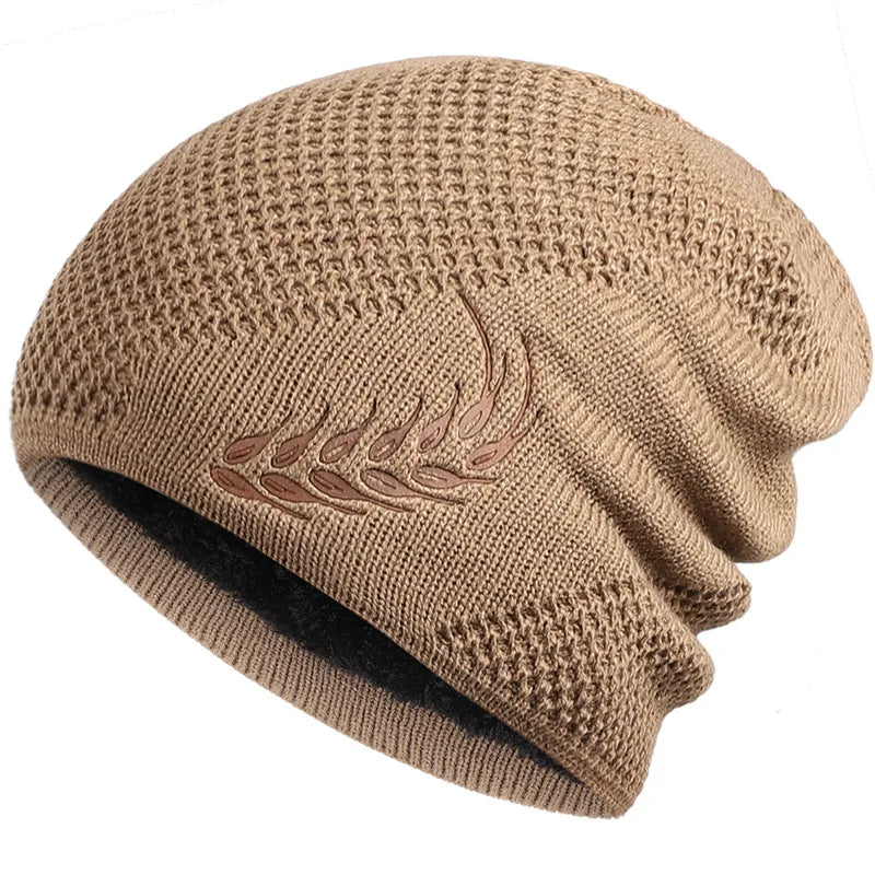 Osorno Wheat Knit Thermal Beanie - Polar Fleece Lined Winter Hat for Men & Women