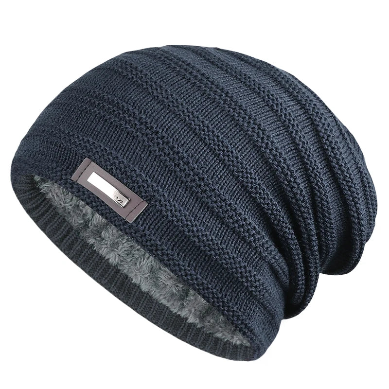 Soria Striped Knit Beanie - Fleece-Lined Winter Hat for Men