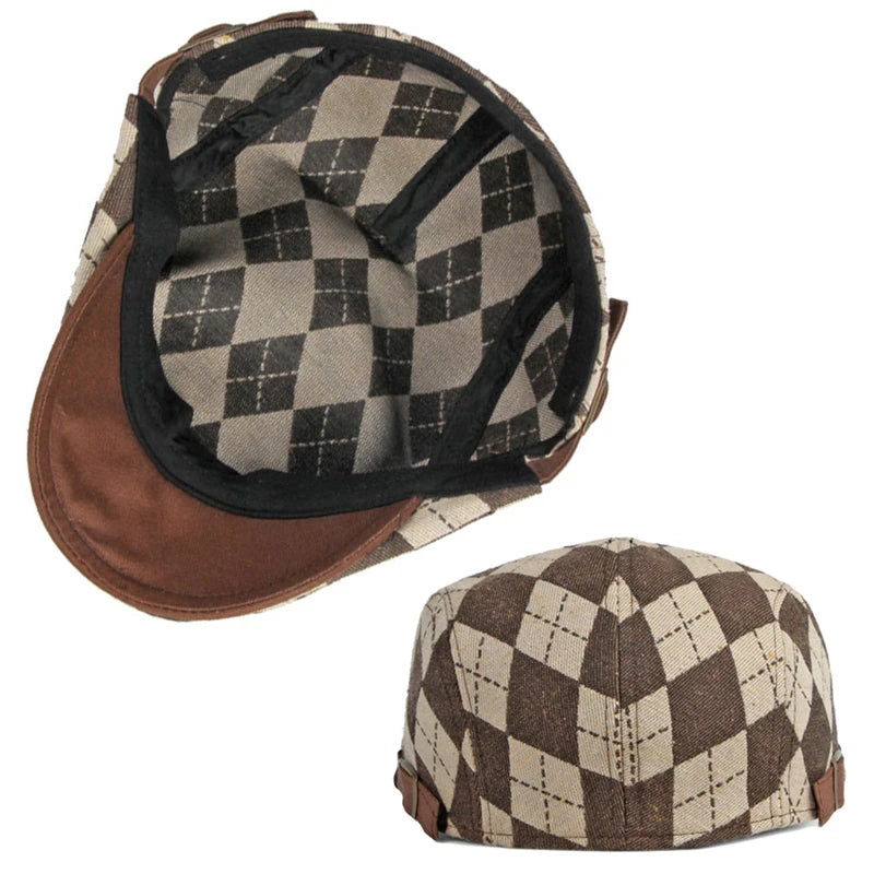 Pisa Herringbone Beret - Retro Plaid Unisex Spring & Fall Driving Cap