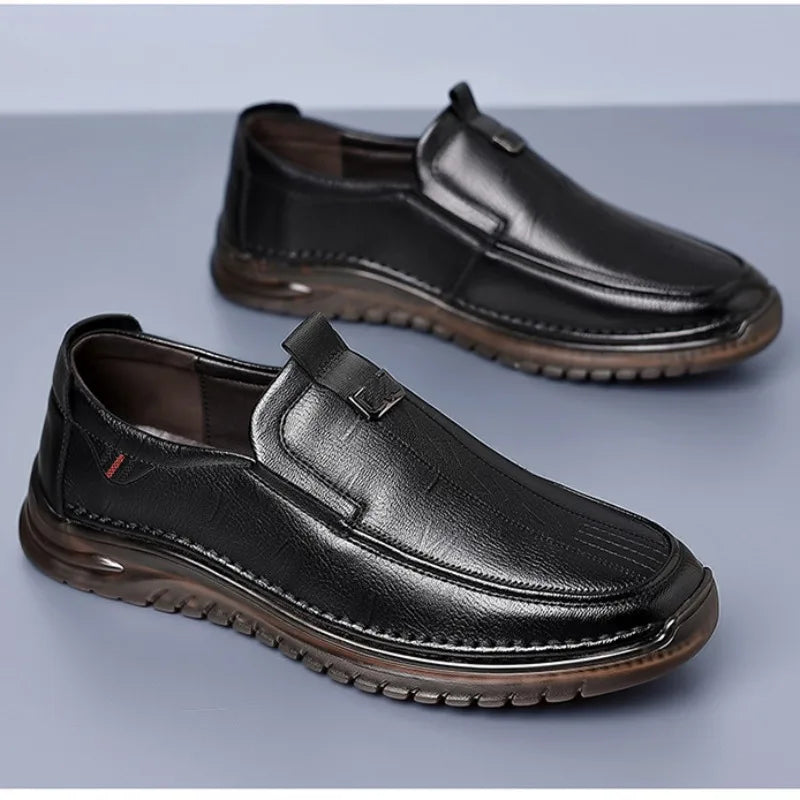 Vanguard Retro Leather Loafers - Soft-Soled Slip-On Business & Casual Shoes for Men