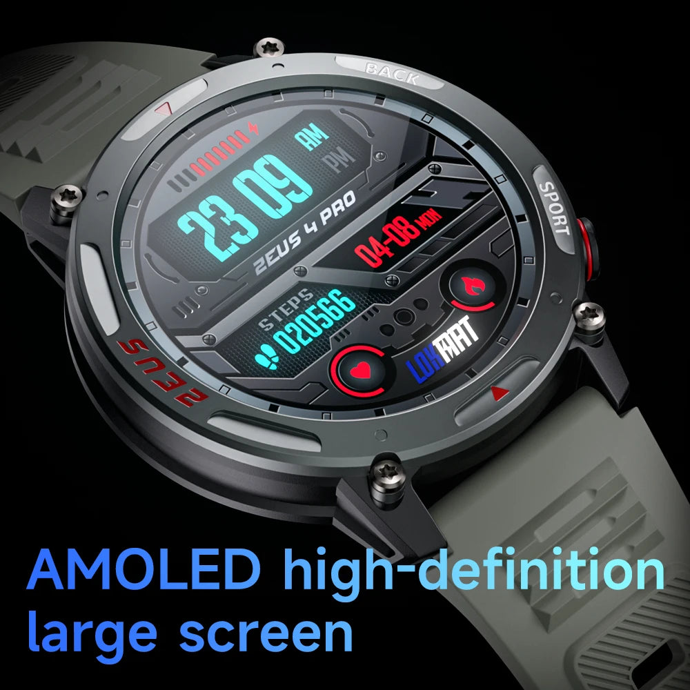 LOKMAT ZEUS 4 PRO Smart Watch 1.43 Amoled Round Screen BT Calls Smartwatches Fitness Tracker Heart Rate Monitor for Smart Phone