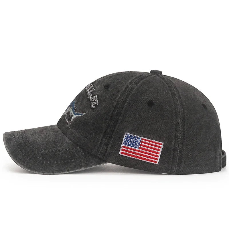 Liberty Shark Baseball Cap - American Flag Embroidery & Adjustable Soft Top