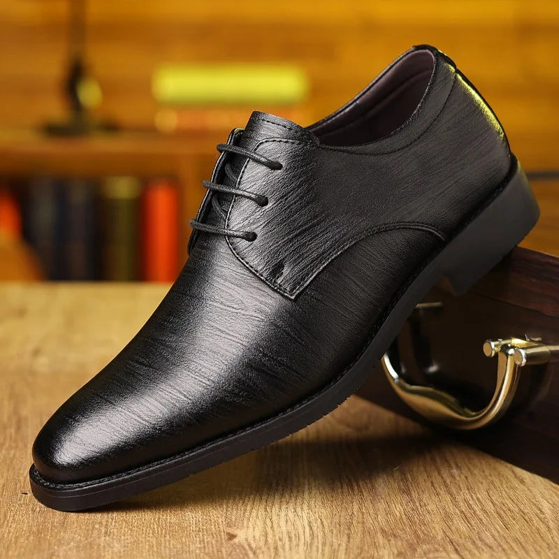 RegalStride Men's Leather Derby Shoes - Large Size Soft-Soled Business & Wedding Shoes