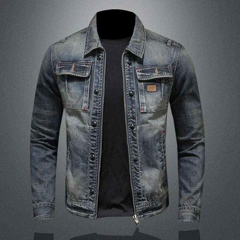 Ubeda Autumn Winter Men's Denim Jackets Fashion Men Retro Streetwear Cowboy Jacket Men Hip Hop ZipperBiker Jean Coats Clothing