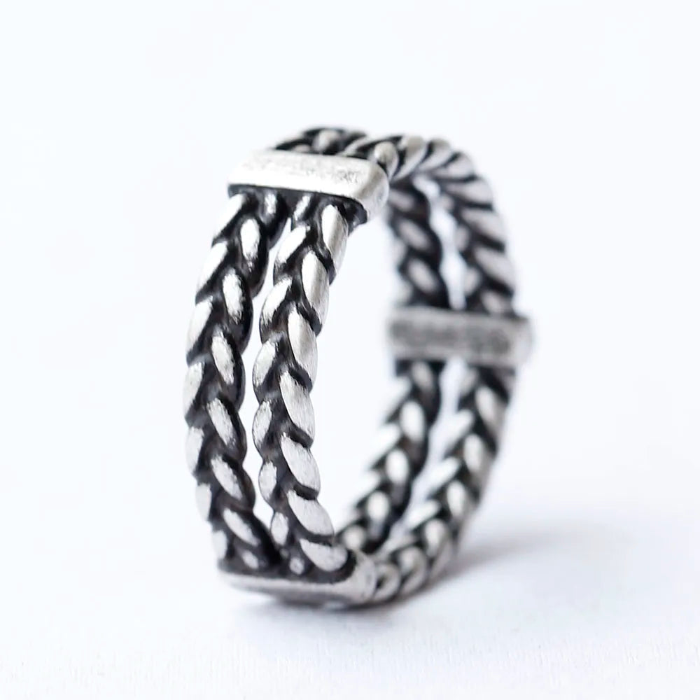 Vintage Weave Viking Symbols Stainless Steel Mens Women Rings Simple for Girl Boyfriend Jewelry Creativity