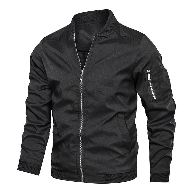 Calvi Autumn Men's Bomber Jacket Casual Lightweight Jacket For Men Sports Windbreaker Zip Up Coat with Pockets Clothing