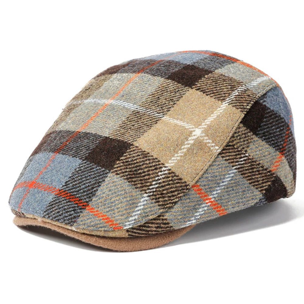 Verona Plaid Wool Beret - Unisex Autumn & Winter Artist Flat Cap