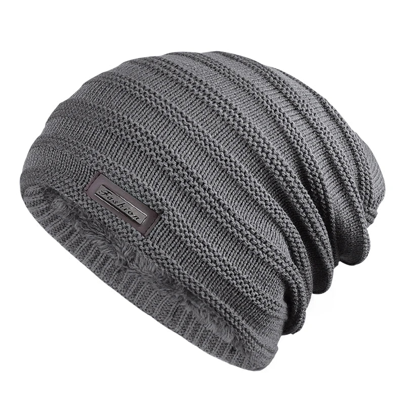 Soria Striped Knit Beanie - Fleece-Lined Winter Hat for Men