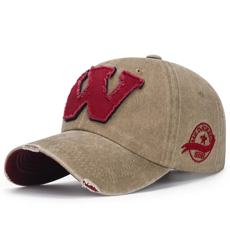 Westbrook W Letter Baseball Cap - Embroidered Patch & Distressed Cotton Design