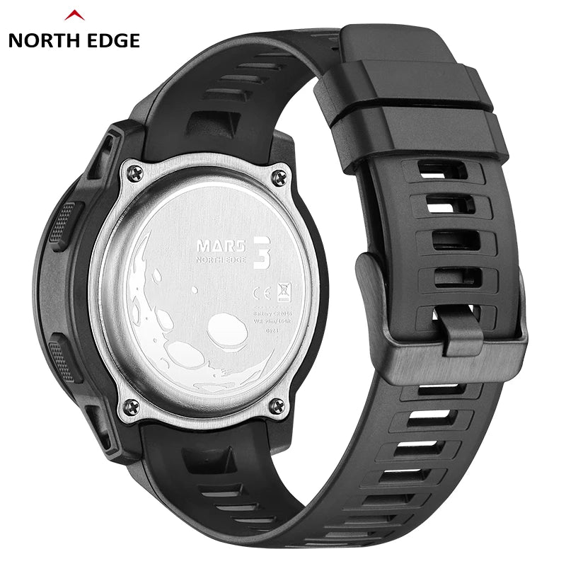 NORTH EDGE Mars 3 Military Digital Watch - Carbon Fiber Case, Waterproof 50M, World Time Smart Sports Watch