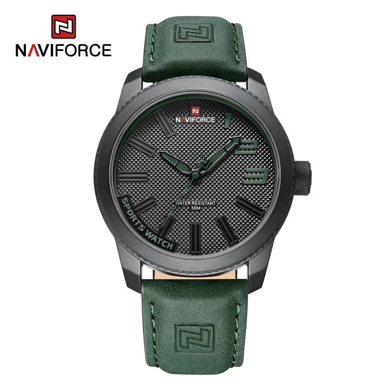 NAVIFORCE Men's Quartz Sport Watch - New, Waterproof, Luxury Leather Wristwatch"