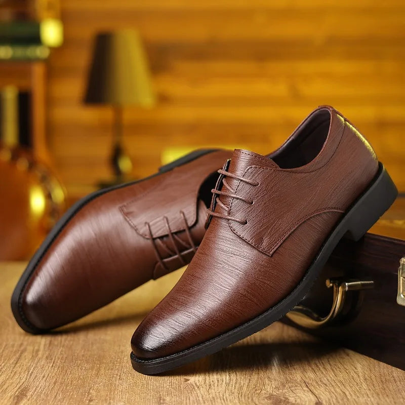 RegalStride Men's Leather Derby Shoes - Large Size Soft-Soled Business & Wedding Shoes