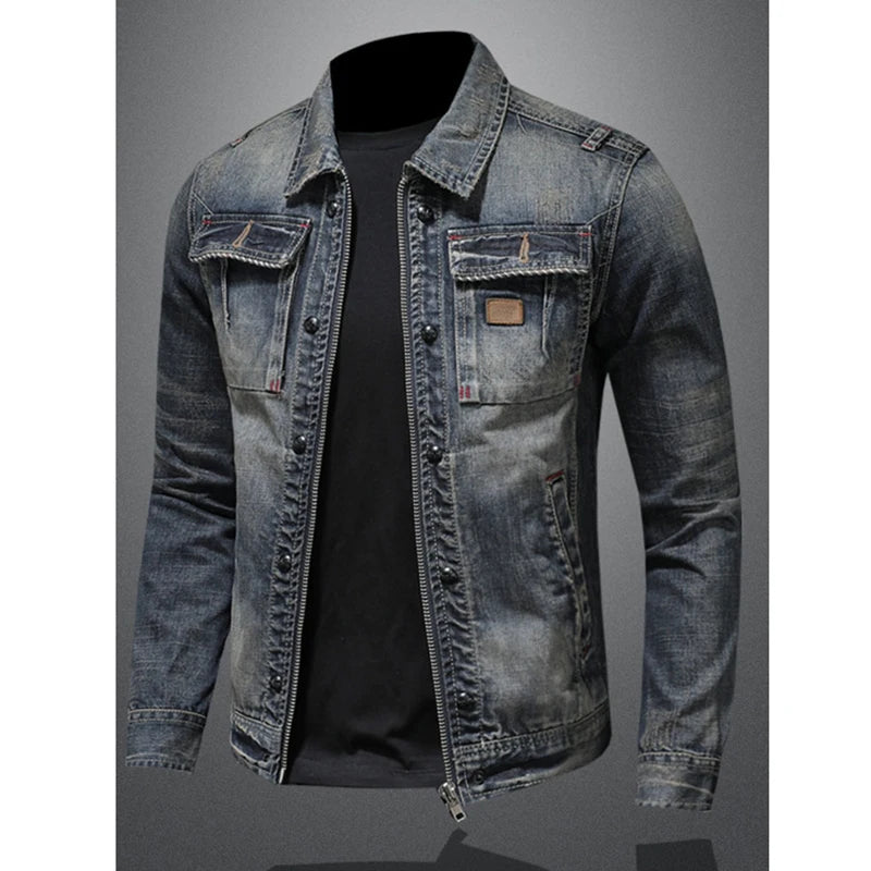 Ubeda Autumn Winter Men's Denim Jackets Fashion Men Retro Streetwear Cowboy Jacket Men Hip Hop ZipperBiker Jean Coats Clothing