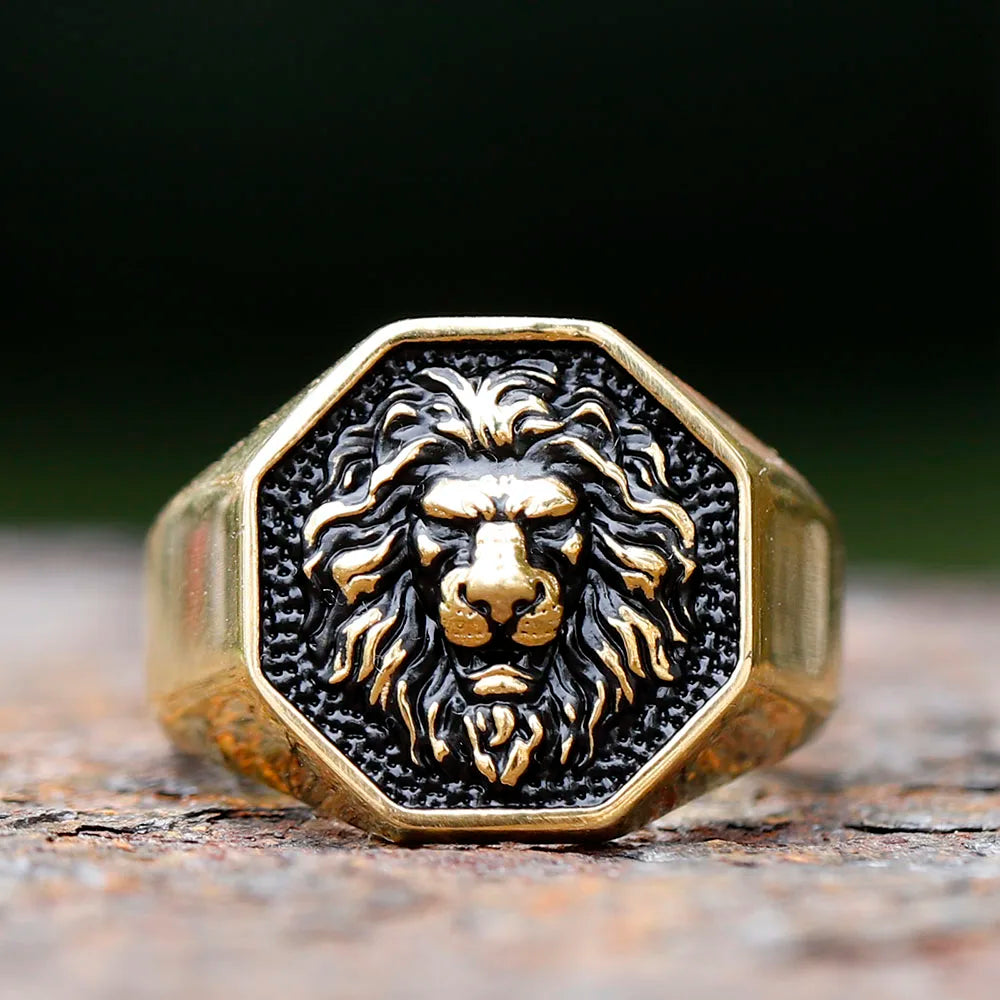 Detailed Stainless Steel 3D Lion Head Rings For Men Women Punk Trendy Domineering Vintage Animal Jewelry Gift free shipping