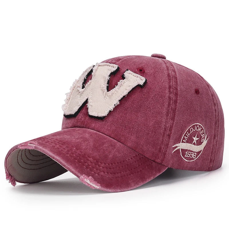 Westbrook W Letter Baseball Cap - Embroidered Patch & Distressed Cotton Design