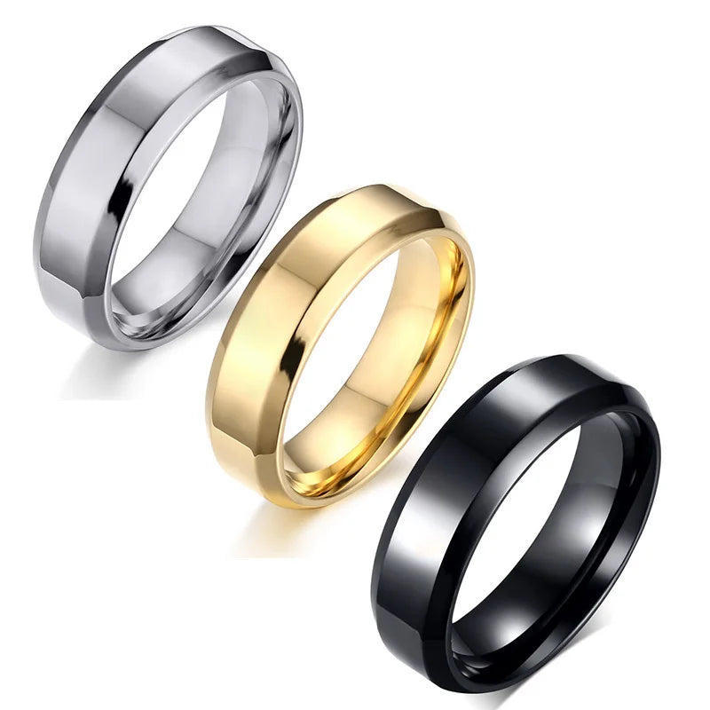 Vnox Gold Color Rings for Men Women, Simple Glossy Stainless Steel Wedding Bands, Signet Stacking Finger Ring Jewelry Gift