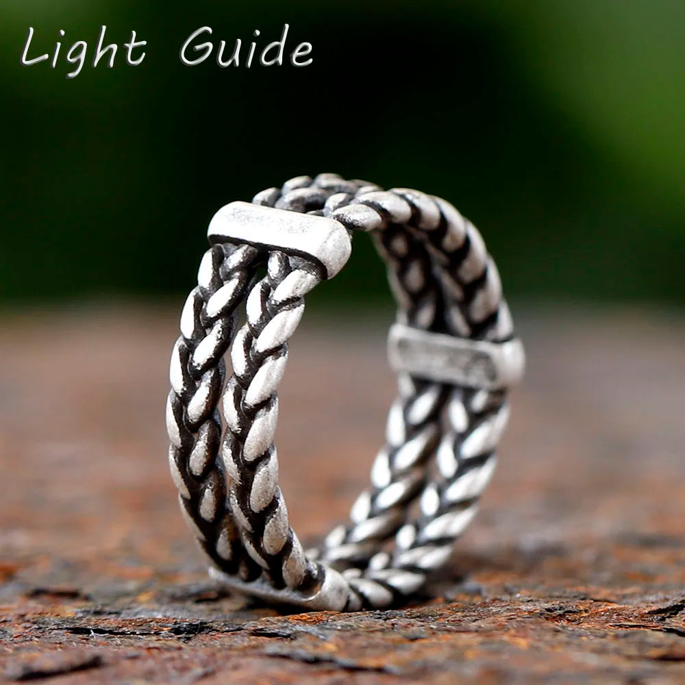 Vintage Weave Viking Symbols Stainless Steel Mens Women Rings Simple for Girl Boyfriend Jewelry Creativity