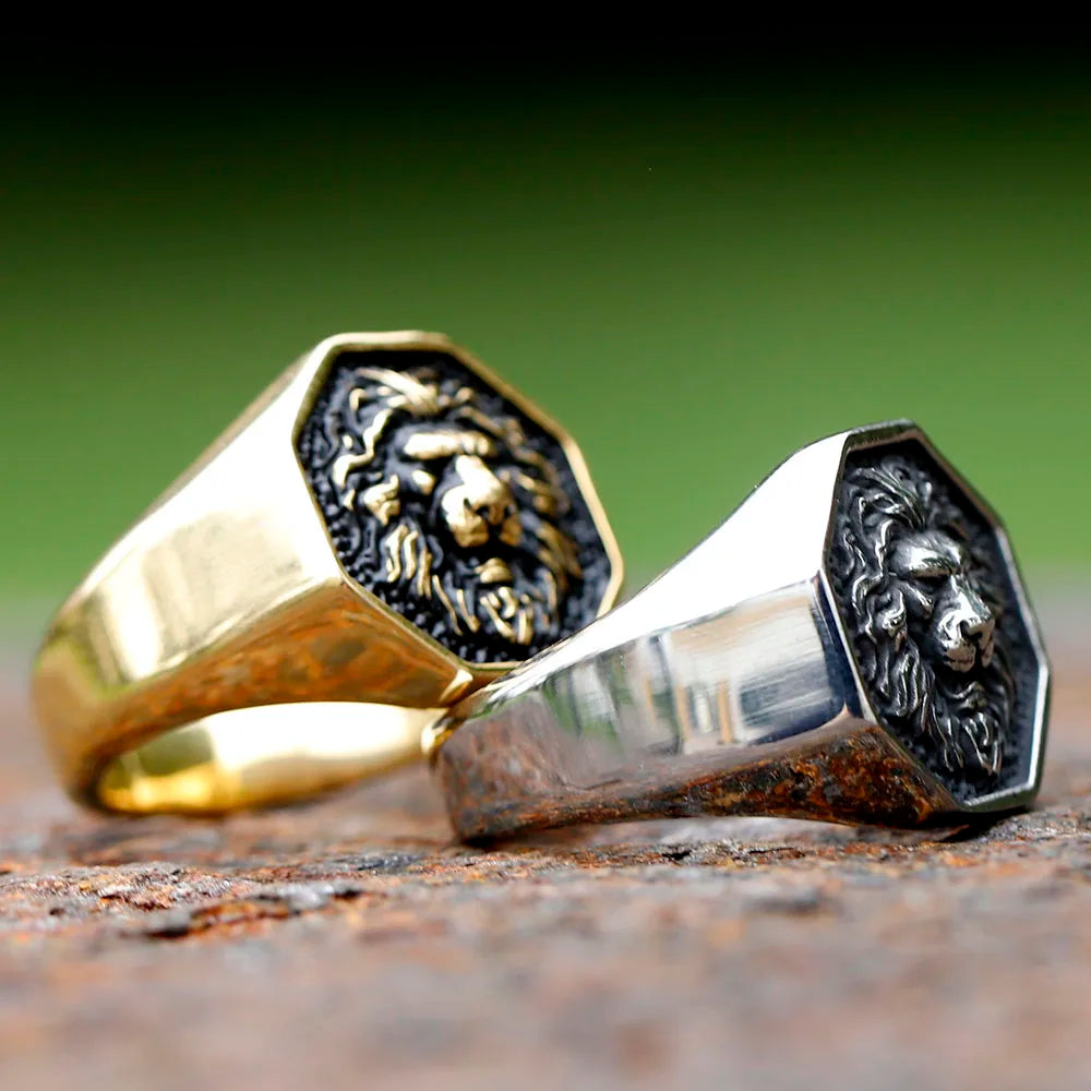 Detailed Stainless Steel 3D Lion Head Rings For Men Women Punk Trendy Domineering Vintage Animal Jewelry Gift free shipping